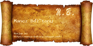 Mancz Bátony névjegykártya